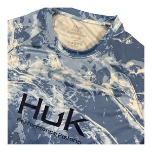 Huk Men's Performance Fishing Shirt - Blue and White Camo